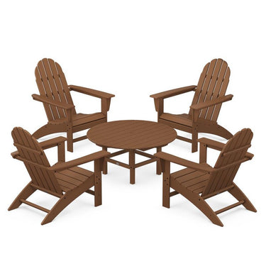 POLYWOOD Vineyard 5-Piece Adirondack Chair Conversation Set - Teak